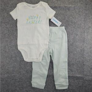 Carter's White and Light Green Easter Baby Set
